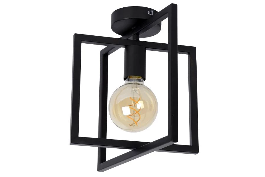 Lucide LUUK - Flush ceiling light - 1xE27 - Black - turned off